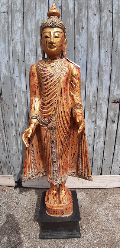160cm Holz Buddha Mnch handgeschnitzt