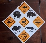 Aufkleber 4erSet Schilder Tiere Australien