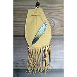 Indianer Lederbeutel  handbemalt, 13x8cm