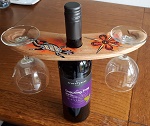 SET Wein + Glas  Halter Holz handbemalt