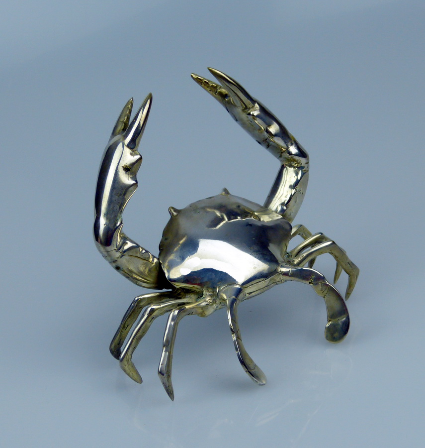 Krabbe, Bronze-versilbert, Hhe 15 cm