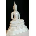 Buddha Figur Resin Stein weiss-grau 23 cm