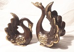 Schwanenpaar Bronze 13 u. 8,5 cm
