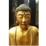 Buddha sitzend Figur Tonart gold 24cm