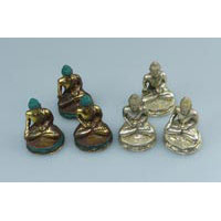 Bronze-Buddha 6 cm sitzend 3er Set